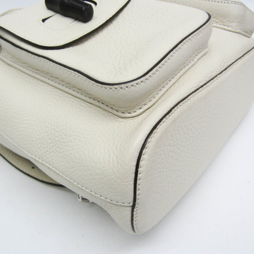 GUCCI White Leather Bamboo Backpack - Picture 6 of 16